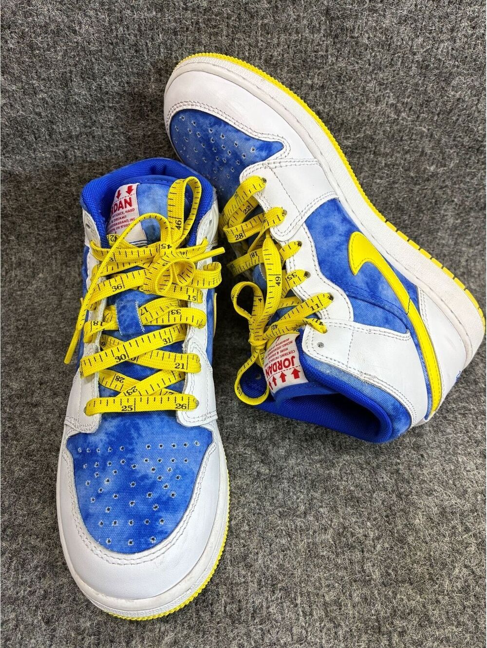 Air Jordan 1 Mid GS Sneaker School Racer Blue White Yellow Size 6Y Womens 7.5